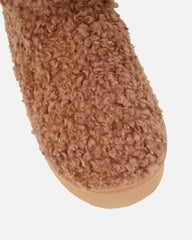 Fleecy Chestnut Tan Borg Flatform Boots