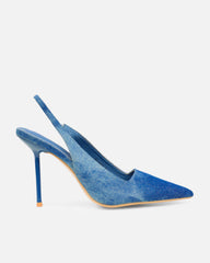 Flora Blue Denim Sling Back Court Shoes