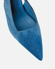 Flora Blue Denim Sling Back Court Shoes