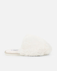 Fluff Cream Faux Fur Round Slippers