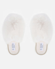 Fluff Cream Faux Fur Round Slippers