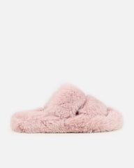Fuzziest Blush Pink Faux Fur Fluffy Slippers