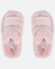 Fuzziest Blush Pink Faux Fur Fluffy Slippers