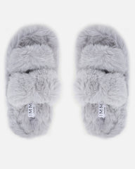 Fuzziest Grey Faux Fur Fluffy Slippers