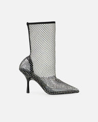 Kathi Black Diamante Fishnet Mid Heels