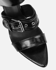 Goldie Black Cut Out Buckle Detail Heeled Sandals