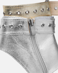Goldie Silver And Gold Cut Out Buckle Detail Heeled Sandals