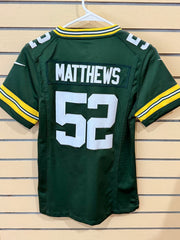 Green Bay Packers Clay Matthews #52 Nike game jersey size large in hunter green with yellow sleeve stripes