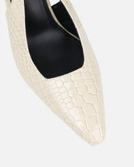 Indira Stone Croc Effect Slingback Court Shoes
