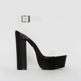 Halo Clear Black Snake Platform Heels