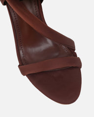 Harli Brown Lycra Padded Heeled Sandals