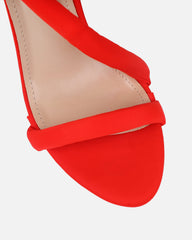 Harli Red Lycra Padded Heeled Sandals