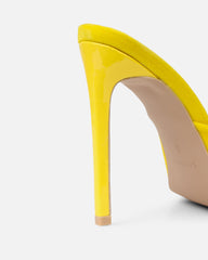 Halima Yellow Suede Bow Detail Heeled Mules