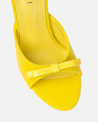 Halima Yellow Suede Bow Detail Heeled Mules