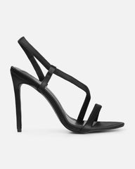 Harlyn Black Satin Padded Heeled Sandals