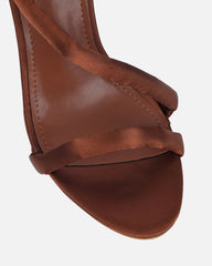 Harlyn Chocolate Brown Satin Padded Heeled Sandals