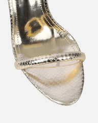 Harika Gold Snake Chain Detail Heeled Sandals