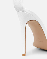Harika White Snake Chain Detail Heeled Sandals
