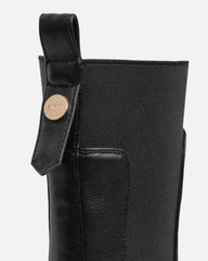 Heckton Black Flat Chunky Ankle Boots