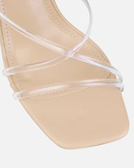 Honie Clear Nude Mid Heel Mules