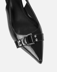 Garnet Black Low Court Shoes