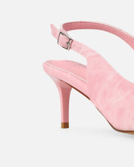 Garnet Pink Denim Low Court Shoes