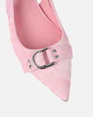 Garnet Pink Denim Low Court Shoes