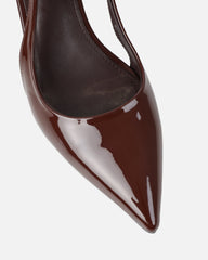 Cecily Chocolate Brown Patent Low Sling Back Court Shoes