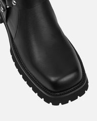 Benton Black Knee High Chunky Biker Boots