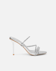 Inessa Silver Mirror Diamante Heeled Sandals