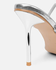 Inessa Silver Mirror Diamante Heeled Sandals
