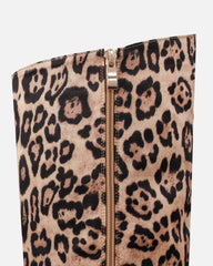 Jairo Leopard Print Satin Knee High Boots
