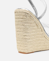 Jama Silver Faux Snake Effect Diamante Espadrille Sandals