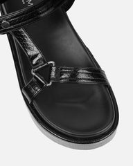 Jamarni Black Croc Print Flatform Sandals