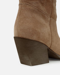 Jacob Beige Faux Suede Calf Western Boots