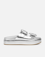 Juliette Silver Metallic Diamante Slider Sandals