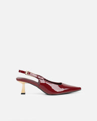 June Burgundy Patent Low Sling Back Court Shoes