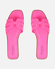 Jorja Bright Pink Slip On Flat Sandals