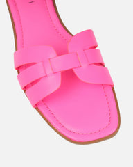 Jorja Bright Pink Slip On Flat Sandals