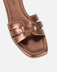 Jorja Bronze Metallic Slip On Flat Sandals