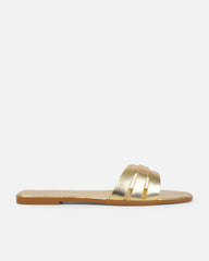 Jorja Gold Metallic Slip On Flat Sandals