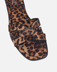 Jorja Leopard Satin Slip On Flat Sandals