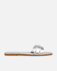 Jorja Silver Metallic Slip On Flat Sandals