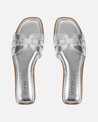 Jorja Silver Metallic Slip On Flat Sandals