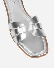 Jorja Silver Metallic Slip On Flat Sandals