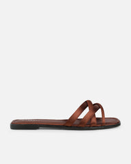 Kina Brown Satin Padded Slip On Flat Sandals