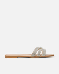 Jorji Nude Diamante Slip On Flat Sandals