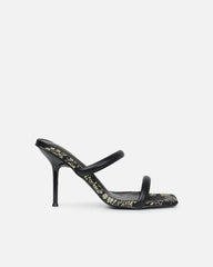 Kaeli black printed heeled sandals