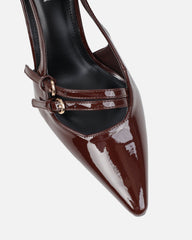 Kassiani Brown Patent Sling Back Court Shoes