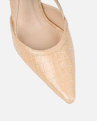 Kassi Nude Faux Croc Sling Back Court Shoes